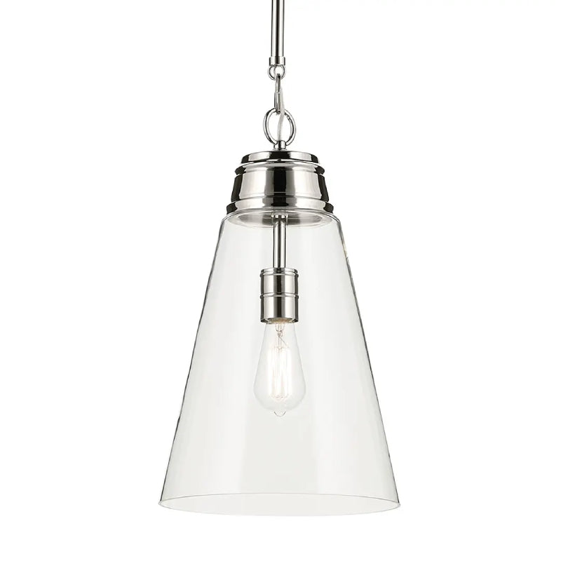 Kichler 52661 Marsailli 1-lt 12" Pendant - Polished Nickel Clear Glass