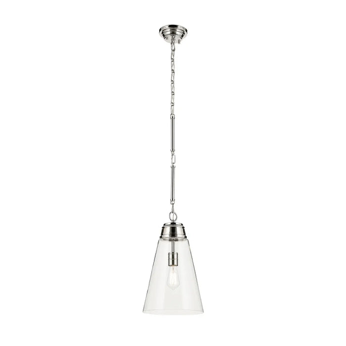 Kichler 52661 Marsailli 1-lt 12" Pendant - Polished Nickel Clear Glass