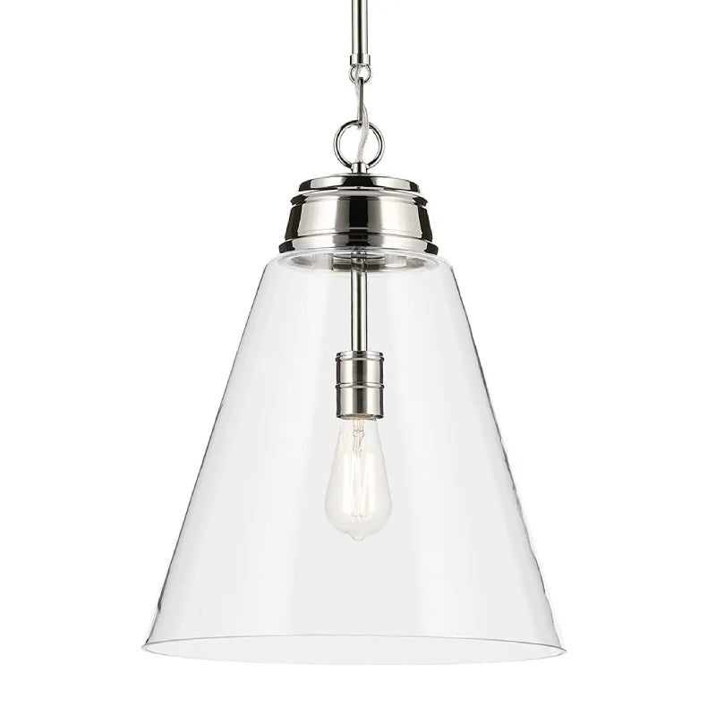Kichler 52662 Marsailli 1-lt 16" Pendant - Polished Nickel Clear Glass