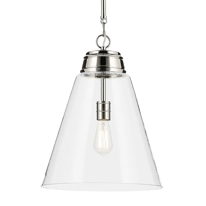 Kichler 52662 Marsailli 1-lt 16" Pendant - Polished Nickel Clear Glass