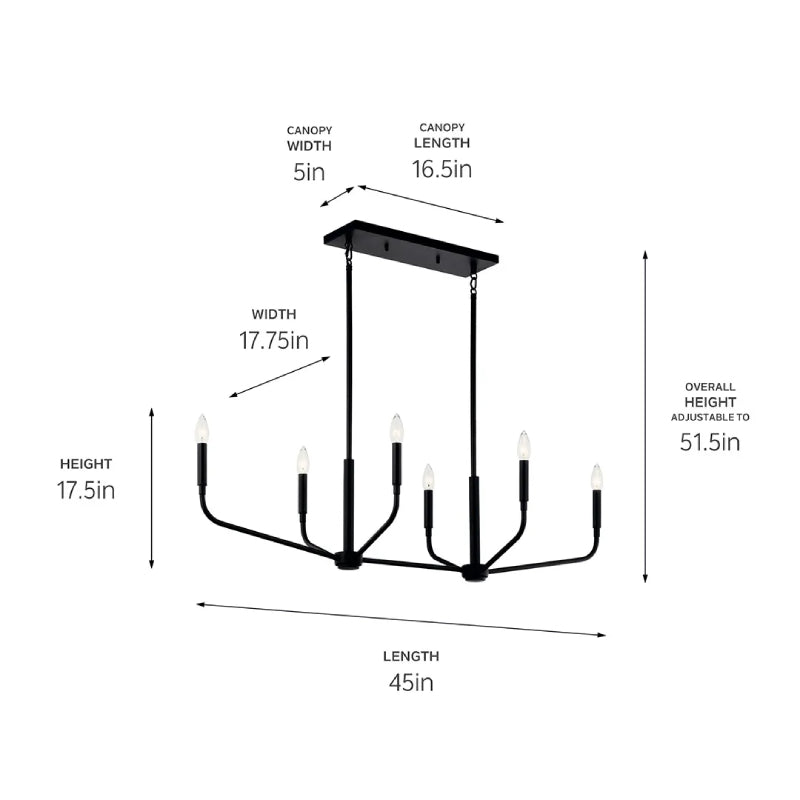 Kichler 52721 Madden 6-lt 45" Linear Chandelier