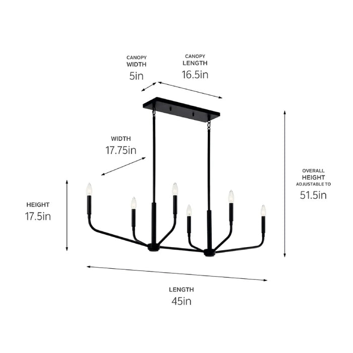 Kichler 52721 Madden 6-lt 45" Linear Chandelier