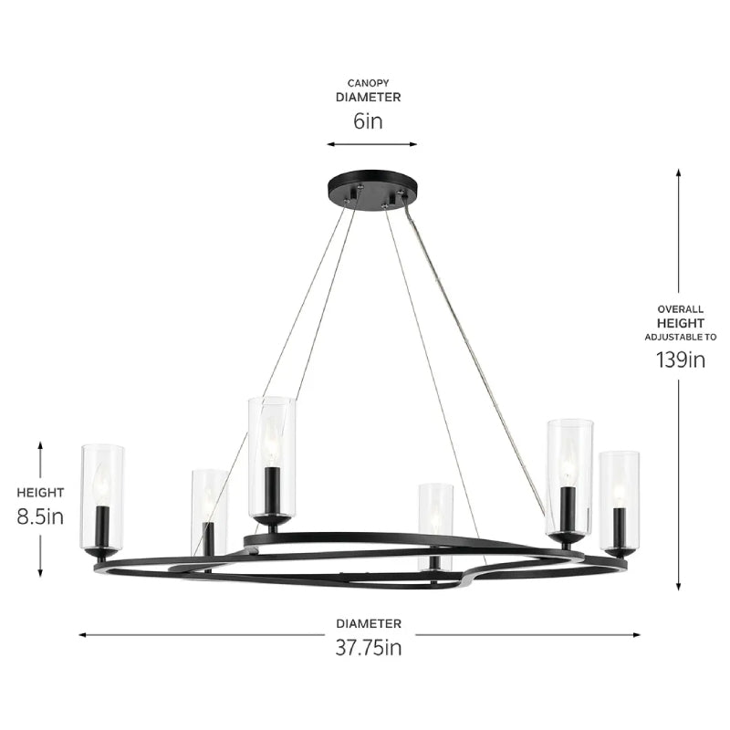 Kichler 52771 Harpin 6-lt 38" Chandelier