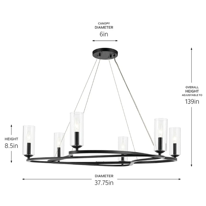 Kichler 52771 Harpin 6-lt 38" Chandelier