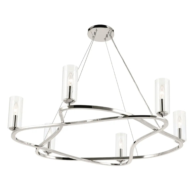 Kichler 52771 Harpin 6-lt 38" Chandelier - Polished Nickel