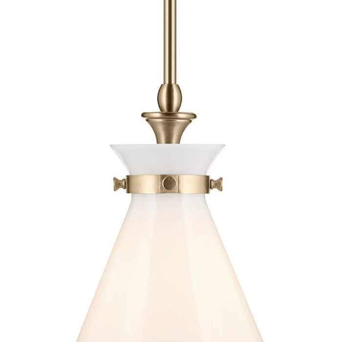 Kichler 52774 Laria 1-lt 11" Pendant - Champagne Bronze White Glass