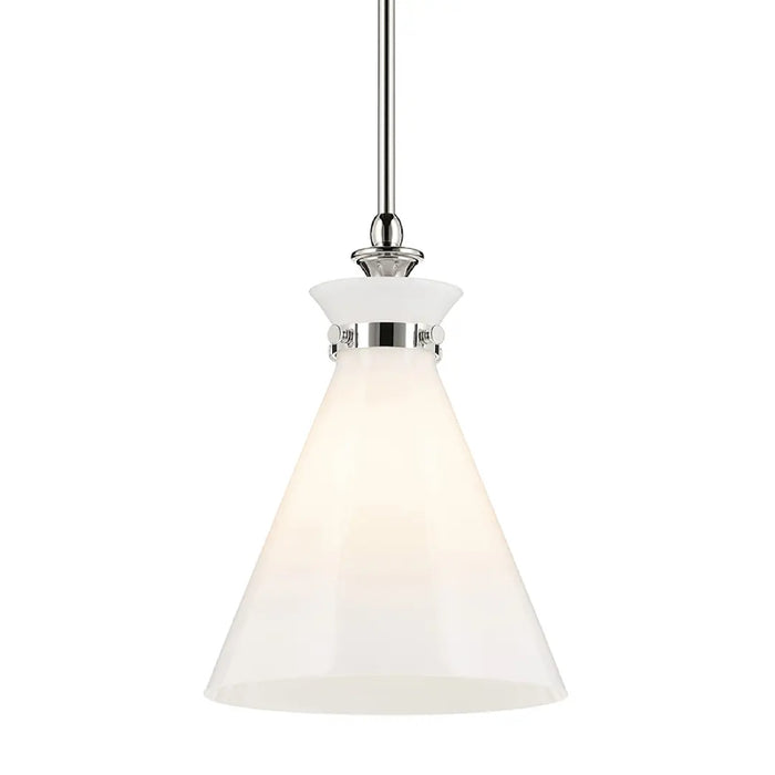 Kichler 52774 Laria 1-lt 11" Pendant - Polished Nickel White Glass