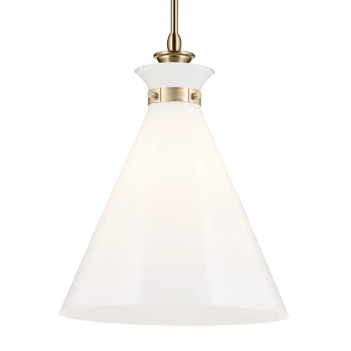 Kichler 52775 Laria 1-lt 16" Pendant - Champagne Bronze White Glass