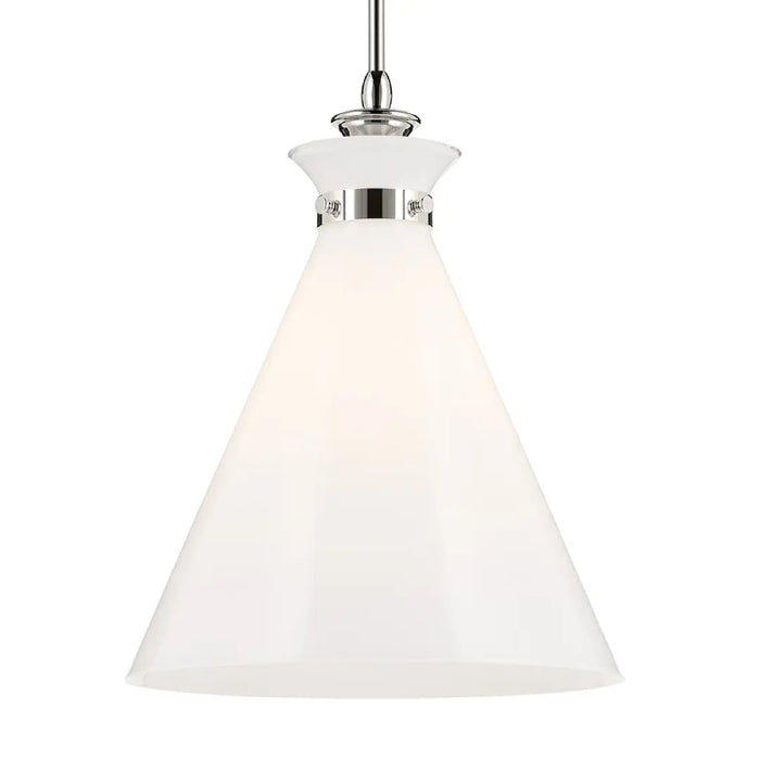 Kichler 52775 Laria 1-lt 16" Pendant - Polished Nickel White Glass