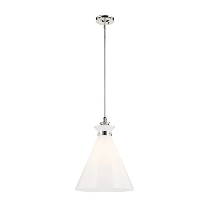 Kichler 52775 Laria 1-lt 16" Pendant - Polished Nickel White Glass