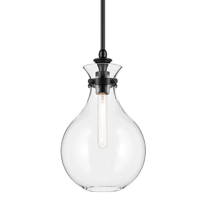 Kichler 52776 Laria 1-lt 10" Pendant - Black Clear Glass