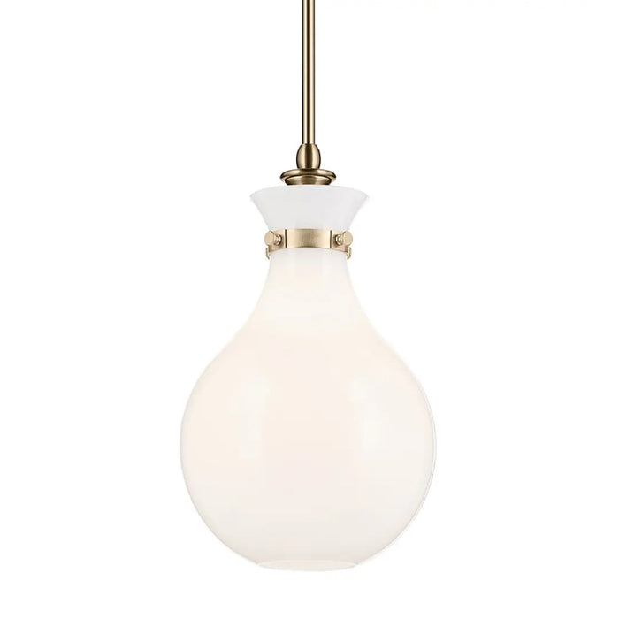 Kichler 52776 Laria 1-lt 10" Pendant - Champagne Bronze White Glass