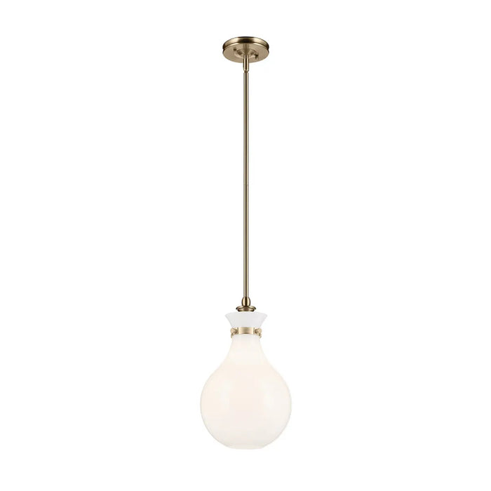 Kichler 52776 Laria 1-lt 10" Pendant - Champagne Bronze White Glass