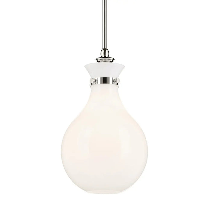 Kichler 52776 Laria 1-lt 10" Pendant - Polished Nickel White Glass