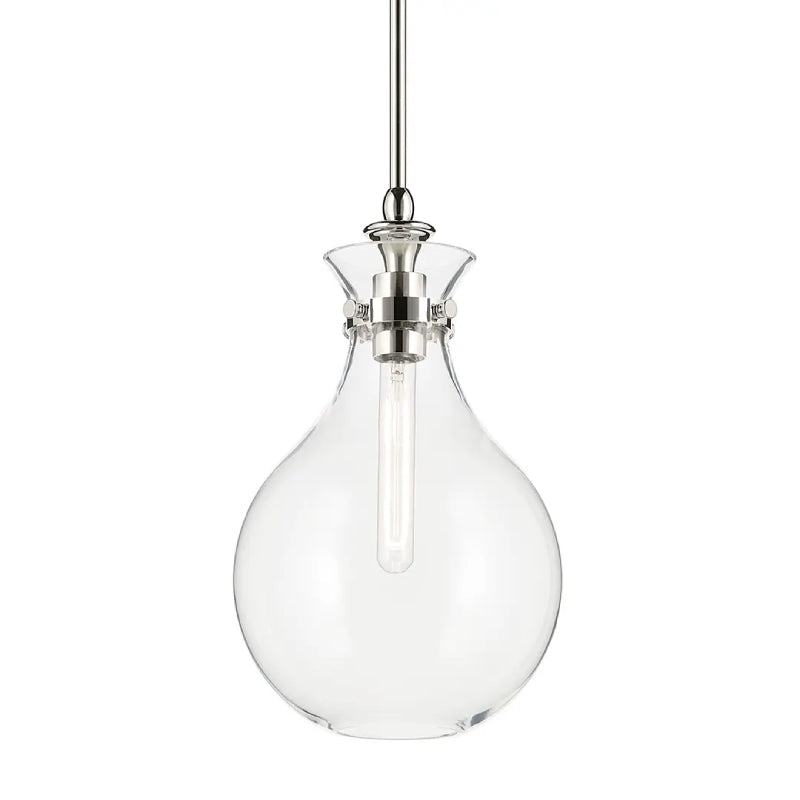 Kichler 52776 Laria 1-lt 10" Pendant - Polished Nickel Clear Glass