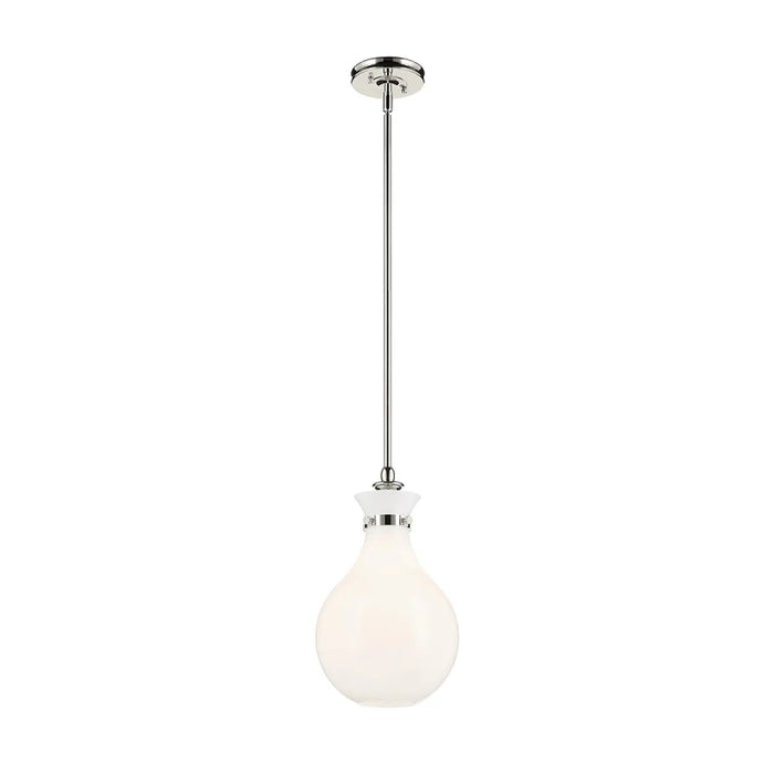 Kichler 52776 Laria 1-lt 10" Pendant - Polished Nickel White Glass