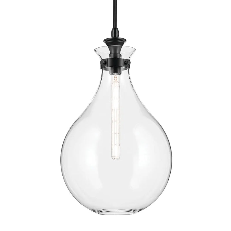 Kichler 52777 Laria 1-lt 14" Pendant - Black Clear Glass