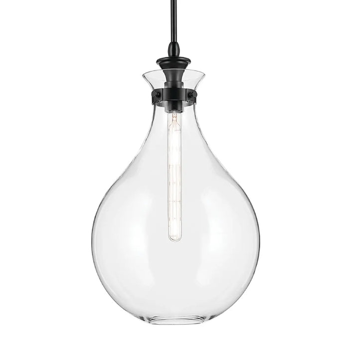 Kichler 52777 Laria 1-lt 14" Pendant - Black Clear Glass