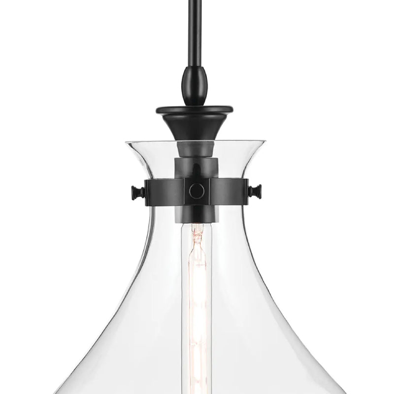 Kichler 52777 Laria 1-lt 14" Pendant - Black Clear Glass
