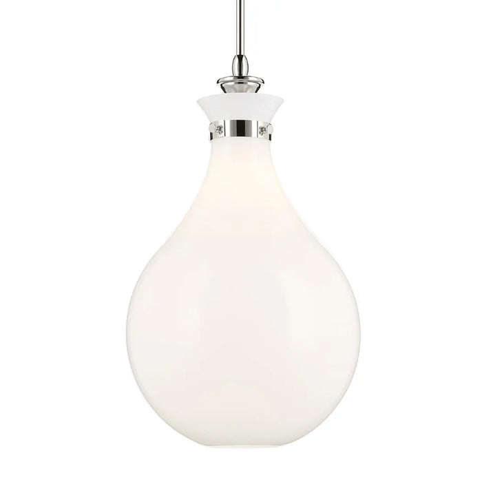 Kichler 52777 Laria 1-lt 14" Pendant - Polished Nickel White Glass