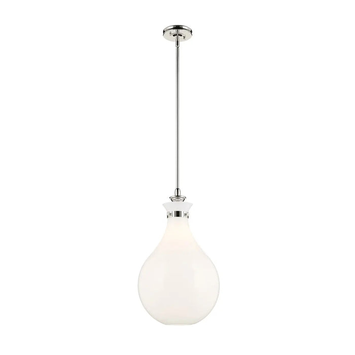 Kichler 52777 Laria 1-lt 14" Pendant - Polished Nickel White Glass