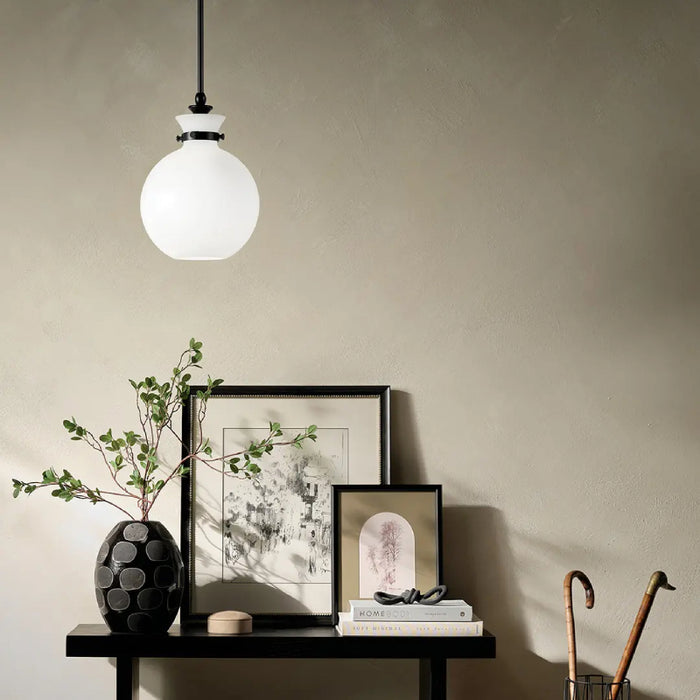 Kichler 52778 Laria 1-lt 10" Pendant - Black White Glass