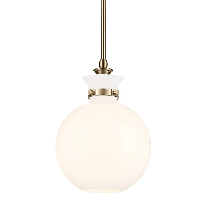 Kichler 52778 Laria 1-lt 10" Pendant - Champagne Bronze White Glass