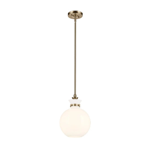 Kichler 52778 Laria 1-lt 10" Pendant - Champagne Bronze White Glass