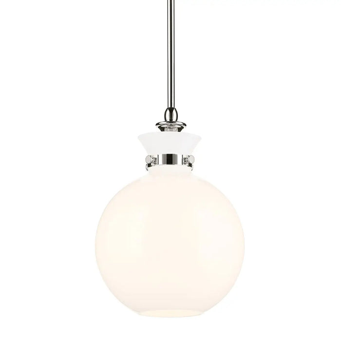Kichler 52778 Laria 1-lt 10" Pendant - Polished Nickel White Glass