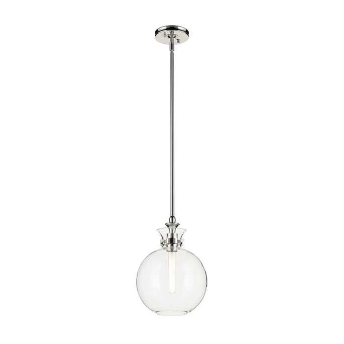 Kichler 52778 Laria 1-lt 10" Pendant - Polished Nickel Clear Glass