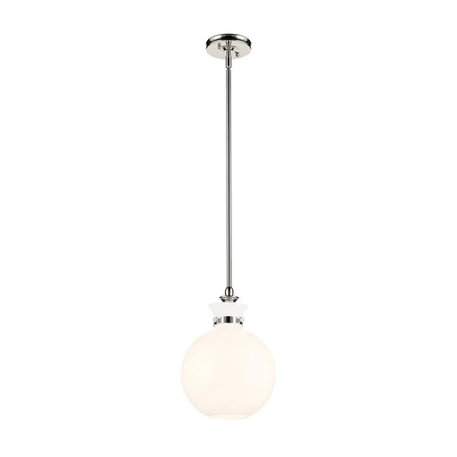 Kichler 52778 Laria 1-lt 10" Pendant - Polished Nickel White Glass