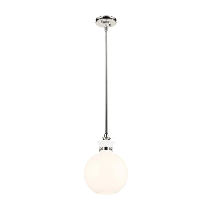 Kichler 52778 Laria 1-lt 10" Pendant - Polished Nickel White Glass
