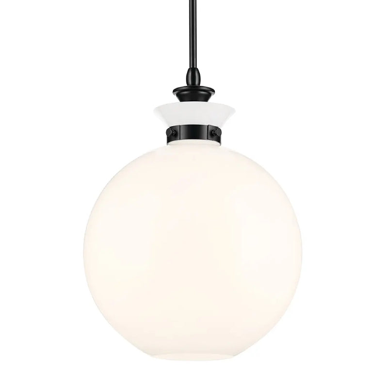 Kichler 52779 Laria 1-lt 15" Pendant - Black White Round Glass