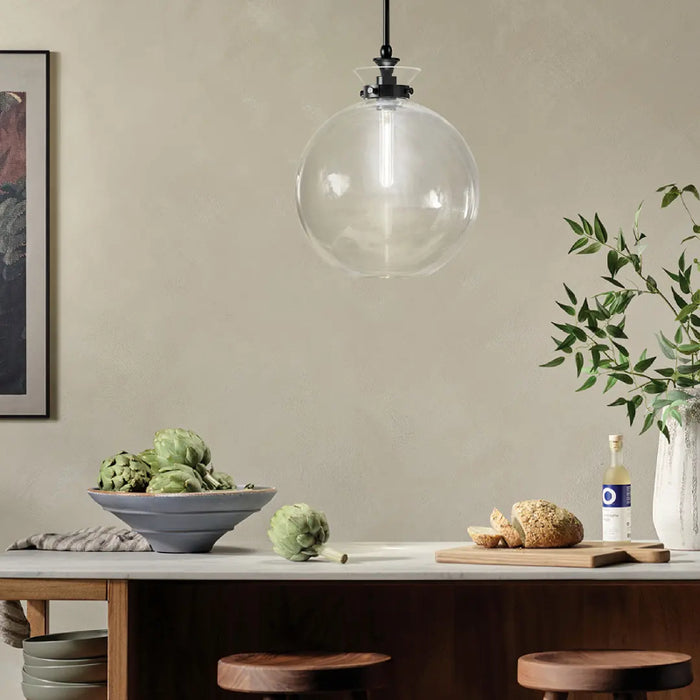 Kichler 52779 Laria 1-lt 15" Pendant - Black Clear Round Glass