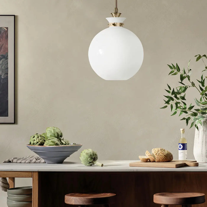 Kichler 52779 Laria 1-lt 15" Pendant - Champagne Bronze White Round Glass