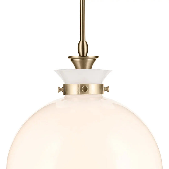 Kichler 52779 Laria 1-lt 15" Pendant - Champagne Bronze White Round Glass