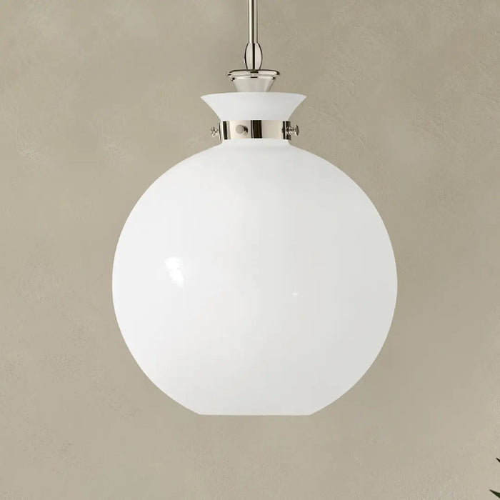 Kichler 52779 Laria 1-lt 15" Pendant - Polished Nickel White Round Glass