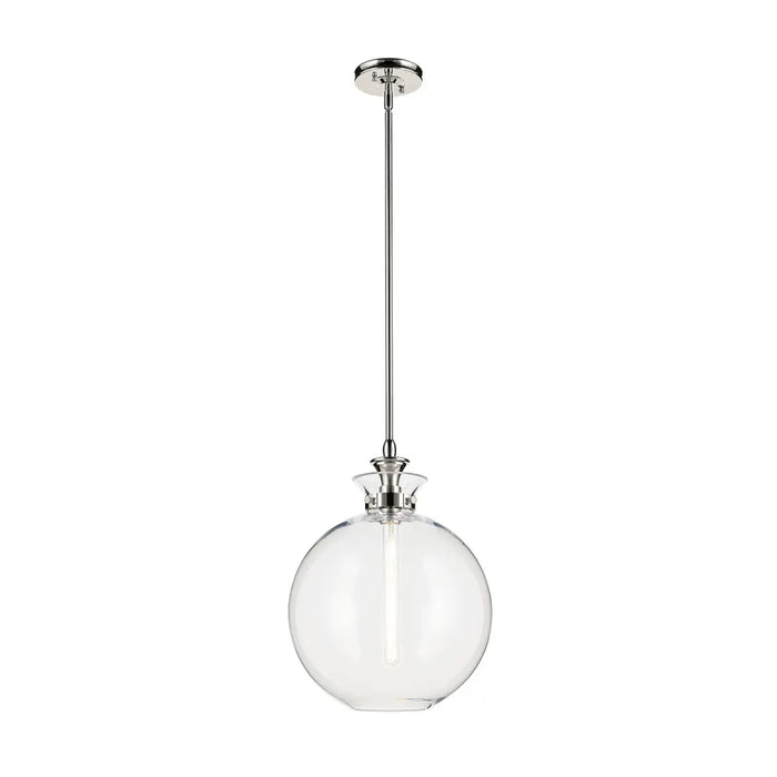 Kichler 52779 Laria 1-lt 15" Pendant - Polished Nickel Clear Round Glass