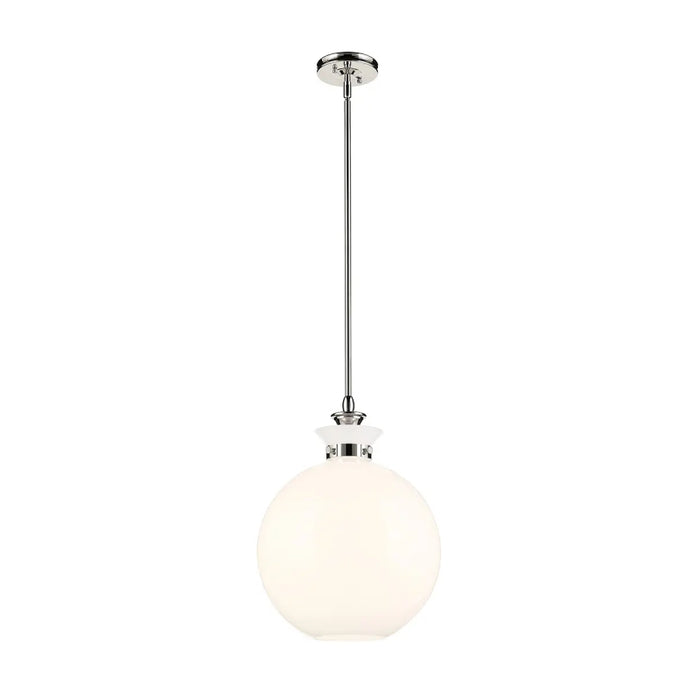 Kichler 52779 Laria 1-lt 15" Pendant - Polished Nickel White Round Glass