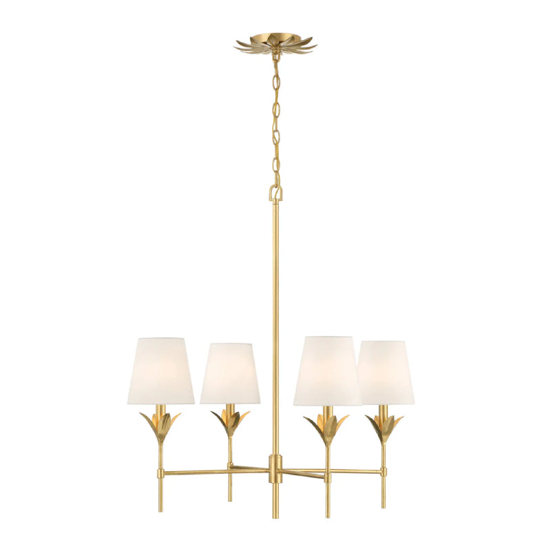 Crystorama 534 Broche 4-lt 28" Chandelier - Antique Gold