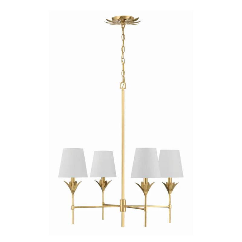 Crystorama 534 Broche 4-lt 28" Chandelier - Antique Gold