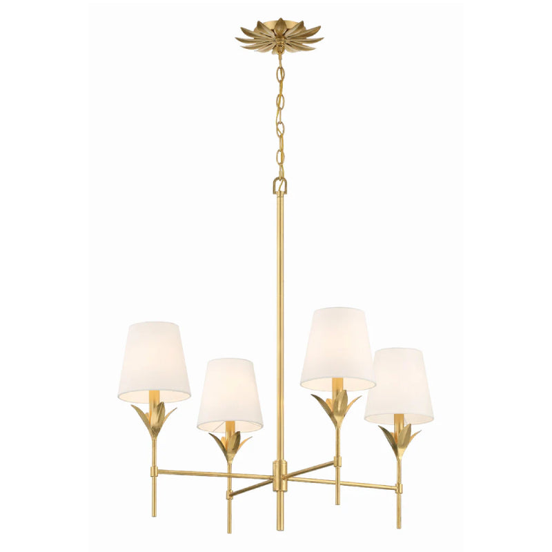 Crystorama 534 Broche 4-lt 28" Chandelier - Antique Gold