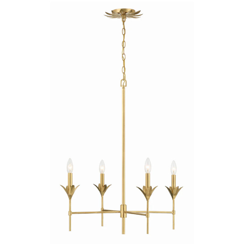 Crystorama 534 Broche 4-lt 28" Chandelier - Antique Gold