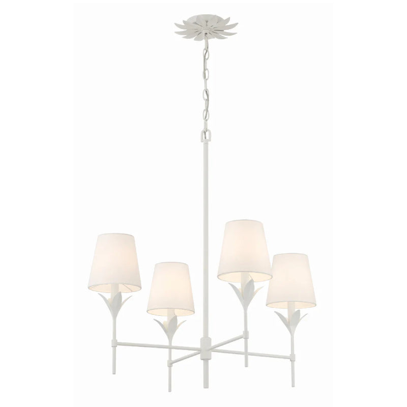Crystorama 534 Broche 4-lt 28" Chandelier - Matte White