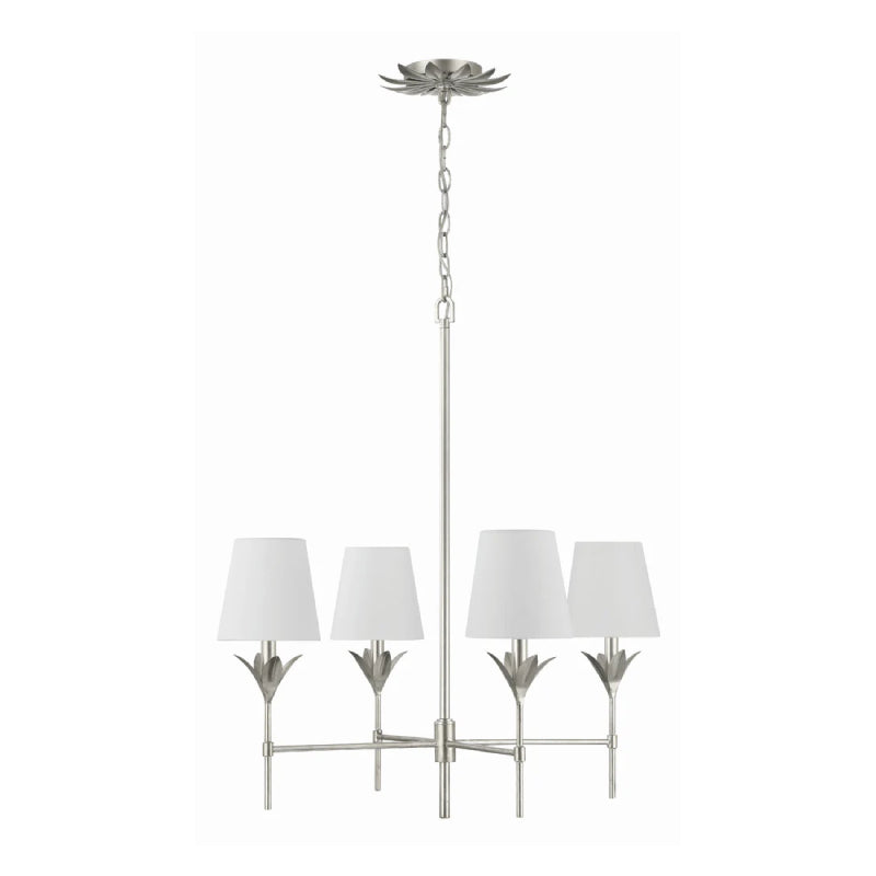 Crystorama 534 Broche 4-lt 28" Chandelier - Antique Silver