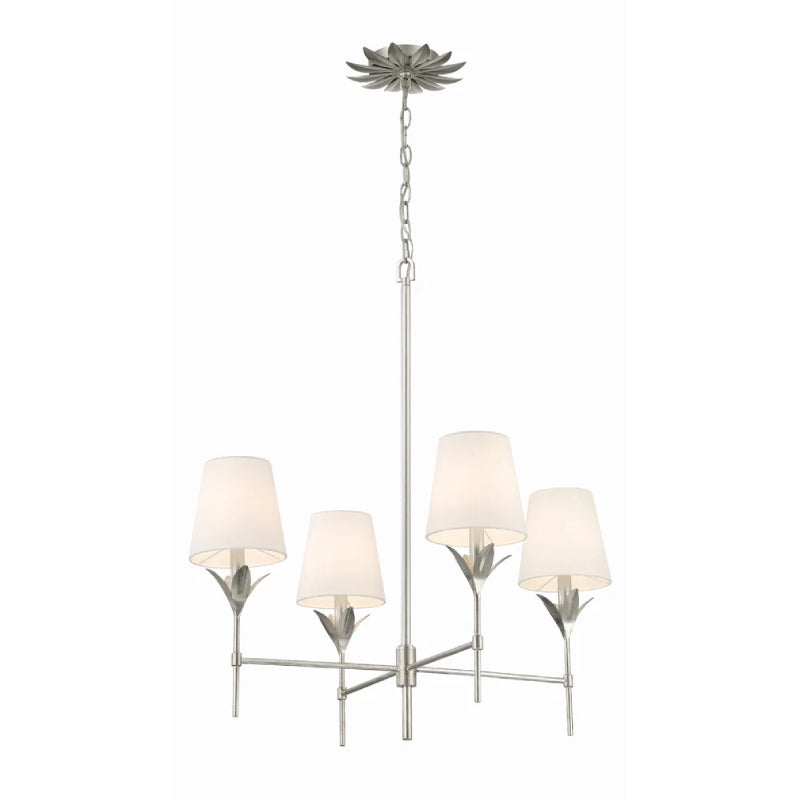 Crystorama 534 Broche 4-lt 28" Chandelier - Antique Silver