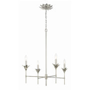 Crystorama 534 Broche 4-lt 28" Chandelier - Antique Silver