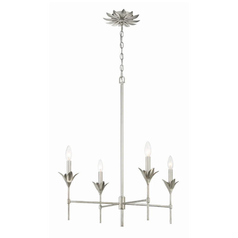 Crystorama 534 Broche 4-lt 28" Chandelier - Antique Silver