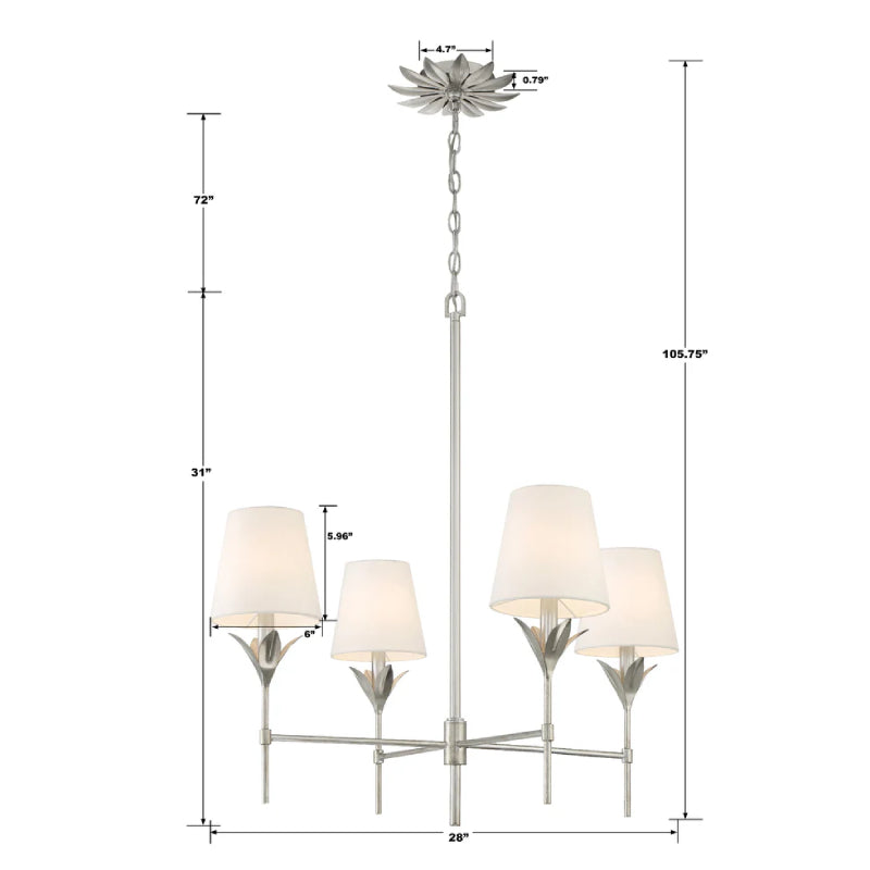 Crystorama 534 Broche 4-lt 28" Chandelier