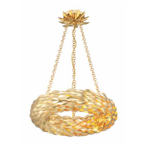 Crystorama 535 Broche 6-lt 18" LED Chandelier - Antique Gold